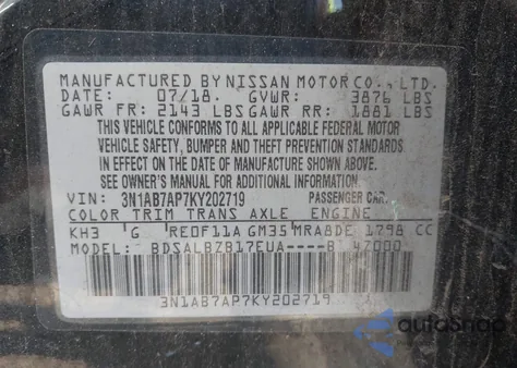 2019 Nissan Sentra S from USA, damaged, VIN 3N1AB7AP7KY202719